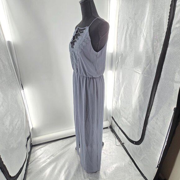 WAYF Posie Grey Grisaille Corset Slit Maxi Dress Size 8 - Picture 4 of 9